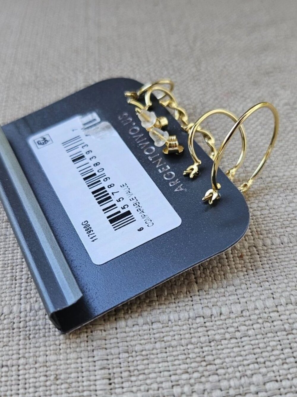 Argento Vivo Women Earrings Gold Plated over Sterling silver Jewelry Set of 3 - Picture 5 of 12